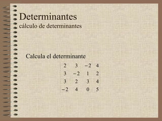 Determinantes cálculo de determinantes Calcula el determinante 