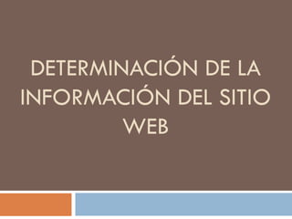 DETERMINACIÓN DE LA
INFORMACIÓN DEL SITIO
WEB
 