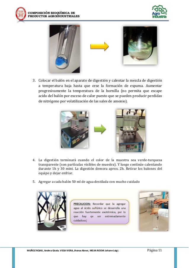 Determinacion de proteinas mediante el metodo de kjeldahl