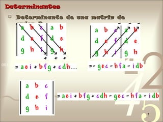 Determinantes Determinante de una matriz de orden 3 