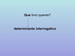 Que livro queres?



determinante interrogativo
 