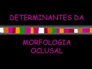 DETERMINANTES DA
MORFOLOGIA
OCLUSAL
 
