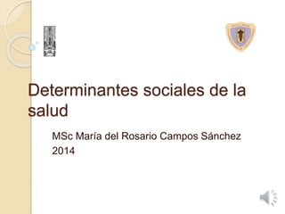 Determinantes sociales de la 
salud 
MSc María del Rosario Campos Sánchez 
2014 
 