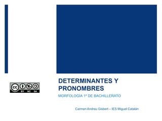 DETERMINANTES Y
PRONOMBRES
MORFOLOGÍA 1º DE BACHILLERATO
Carmen Andreu Gisbert – IES Miguel Catalán
 