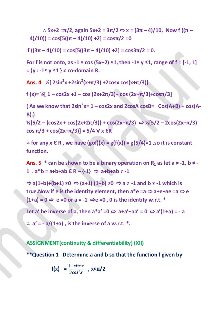 Assignments For Class Xii