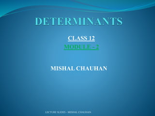 LECTURE SLIDES - MISHAL CHAUHAN
MISHAL CHAUHAN
CLASS 12
MODULE - 2
 