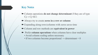 Column Method Division Notes.pdf Comprehensive Guide to Determinants Using Row and Column Operations in ...