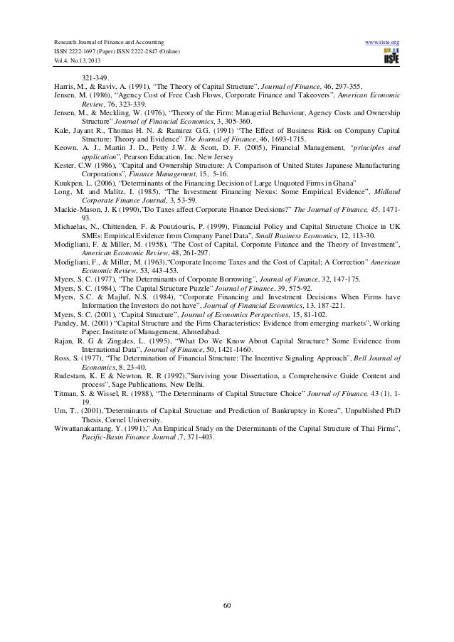 Determinants capital structure dissertation