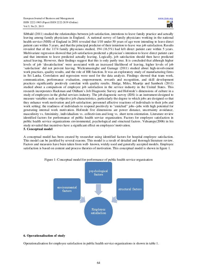 Literature review employee satisfaction hospital