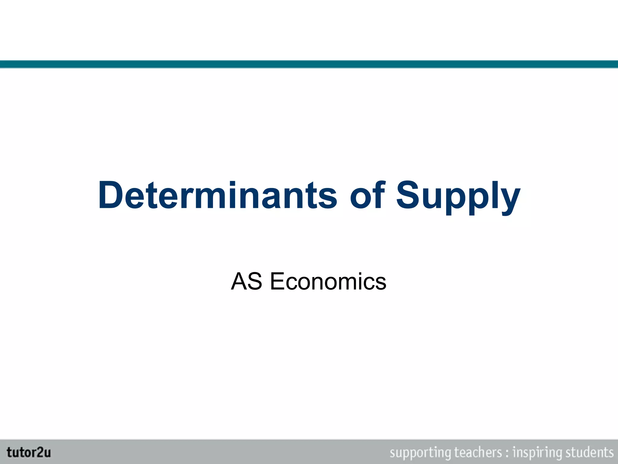 Determinants of Supply
AS Economics
 