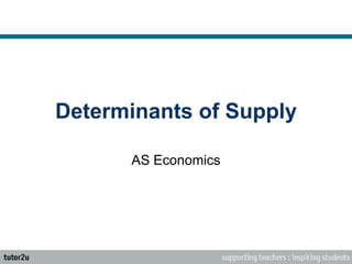 Determinants of Supply
AS Economics
 