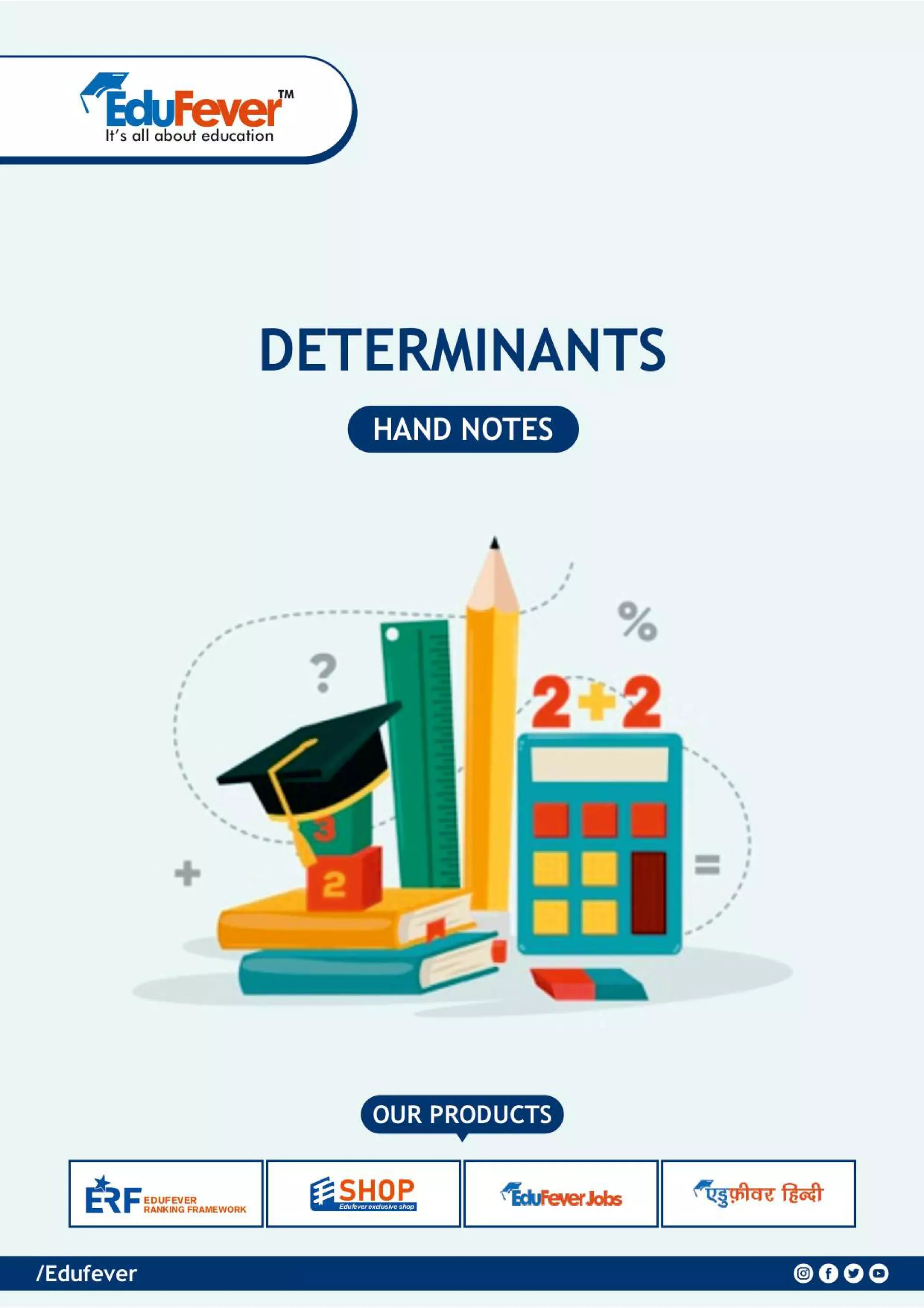 Determinants - Mathematics Handwritten Notes | PDF