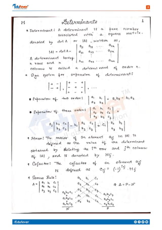 Determinants - Mathematics Handwritten Notes | PDF