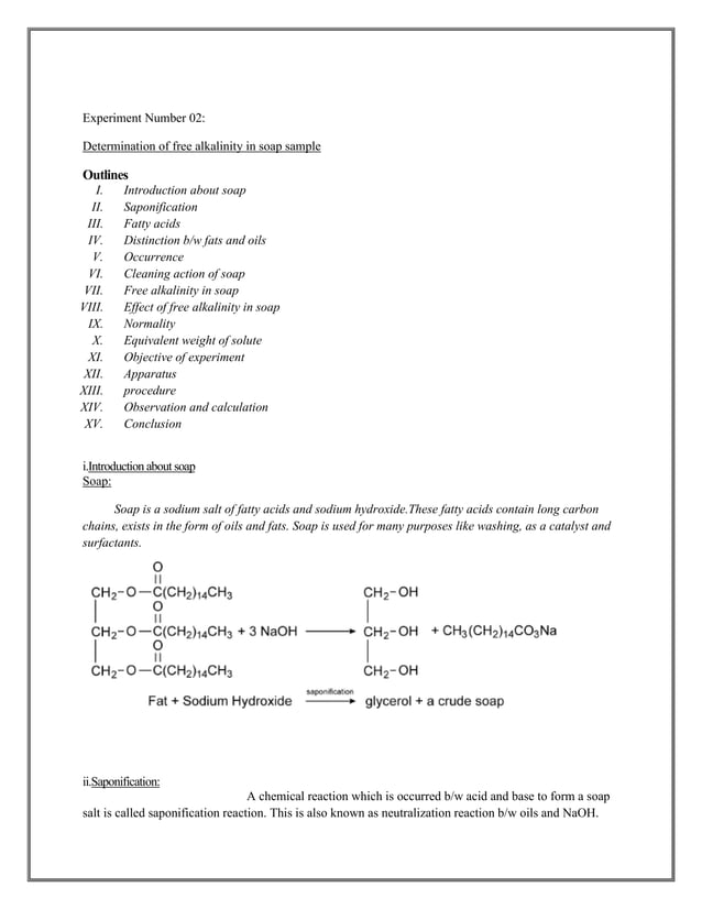 Determination of free alkalinity in soap sample PDF