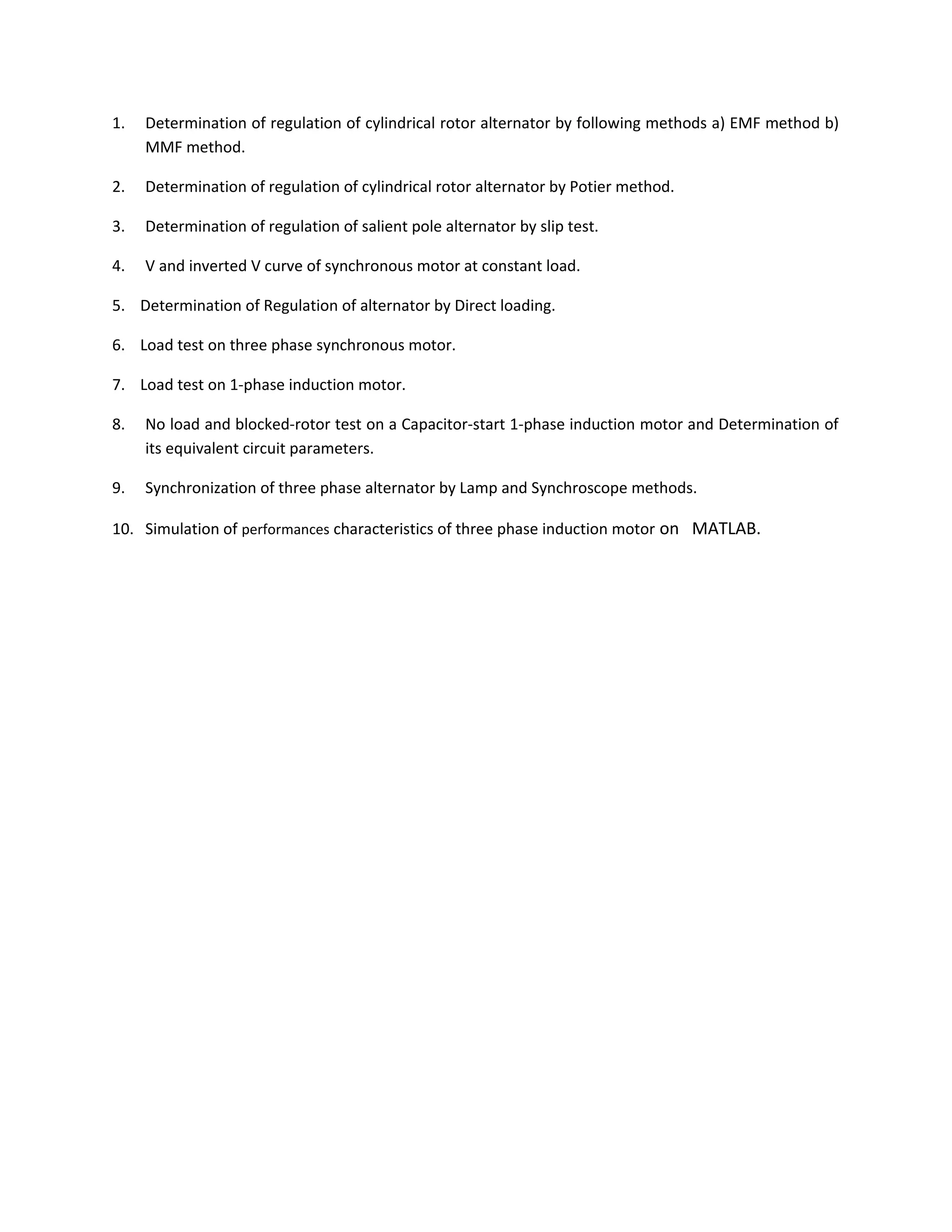 Determination of regulation of cylindrical rotor alternator by following methods a PDF