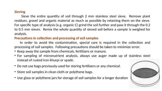 Collection and processing of soil  samples for analysis