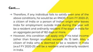 Determination of tax incidence and residential status. | PPTX