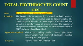 Determination of TEC total erythrocyte count | PPTX