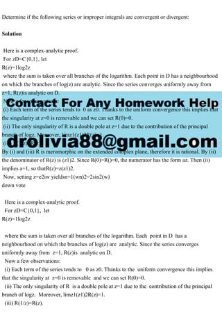 Determine if the following series or improper integrals are converge.pdf