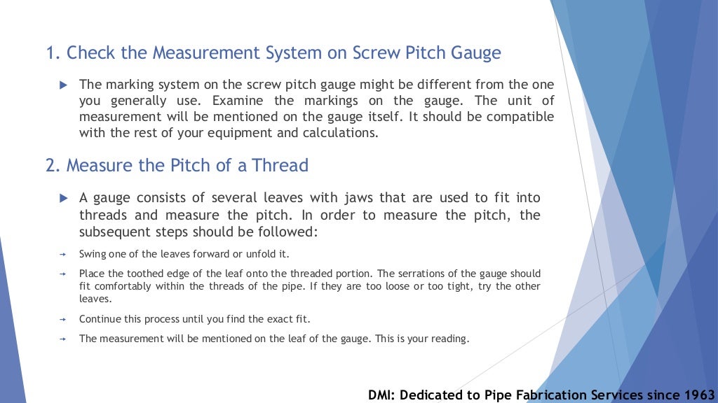 Determine pipe thread gauge using a screw pitch gauge