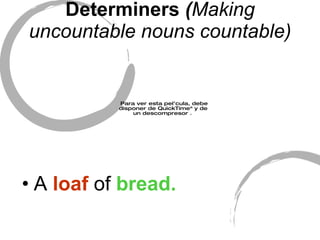 Determiners  ( Making uncountable nouns countable) ,[object Object]