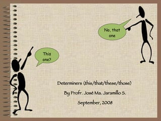 This one? No, that one Determiners (this/that/these/those)  By Profr. José Ma. Jaramillo S. September, 2008 