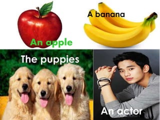 An apple
A banana
The puppies
An actor
