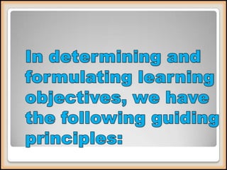 Determining and formulating  goals and objectives report