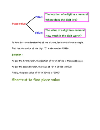 Determining place value, value and face value | PDF