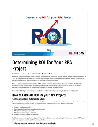 Determining ROI for your RPA Project