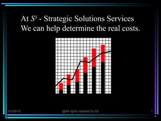 01/26/15 @All rights retained by S3 1
At S3
- Strategic Solutions Services
We can help determine the real costs.
User
 