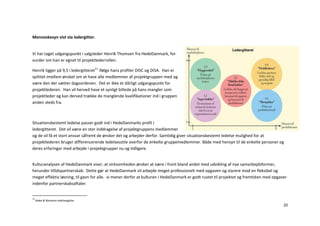 Menneskesyn vist via ledergitter.


Vi har taget udgangspunkt i salgsleder Henrik Thomsen fra HedeDanmark, for
vurder om han er egnet til projektlederrollen.

Henrik ligger på 9,5 i ledergitteret11 ifølge hans profiler DISC og DISA. Han er
splittet imellem ønsket om at have alle medlemmer af projektgruppen med og
være den der sætter dagsordenen. Det er ikke et dårligt udgangspunkt for
projektlederen. Han vil herved have et synligt billede på hans mangler som
projektleder og kan derved trække de manglende kvalifikationer ind i gruppen
anden steds fra.



Situationsbestemt ledelse passer godt ind i HedeDanmarks profil i
ledergitteret. Det vil være en stor inddragelse af projektgruppens medlemmer
og de vil få et stort ansvar såfremt de ønsker det og arbejder derfor. Samtidig giver situationsbestemt ledelse mulighed for at
projektlederen bruger differencerende ledelsesstile overfor de enkelte gruppemedlemmer. Både med hensyn til de enkelte personer og
deres erfaringer med arbejde i projektgrupper nu og tidligere.


Kulturanalysen af HedeDanmark viser, at virksomheden ønsker at være i front bland andet med udvikling af nye samarbejdsformer,
herunder tillidspartnerskab. Dette gør at HedeDanmark vil arbejde meget professionelt med opgaven og styrere mod en fleksibel og
meget effektiv løsning, til gavn for alle. vi mener derfor at kulturen i HedeDanmark er godt rustet til projektet og fremtiden med opgaver
indenfor partnerskabsaftaler.


11
     Blake & Moutons ledelsesgitter
                                                                                                                                        20
 
