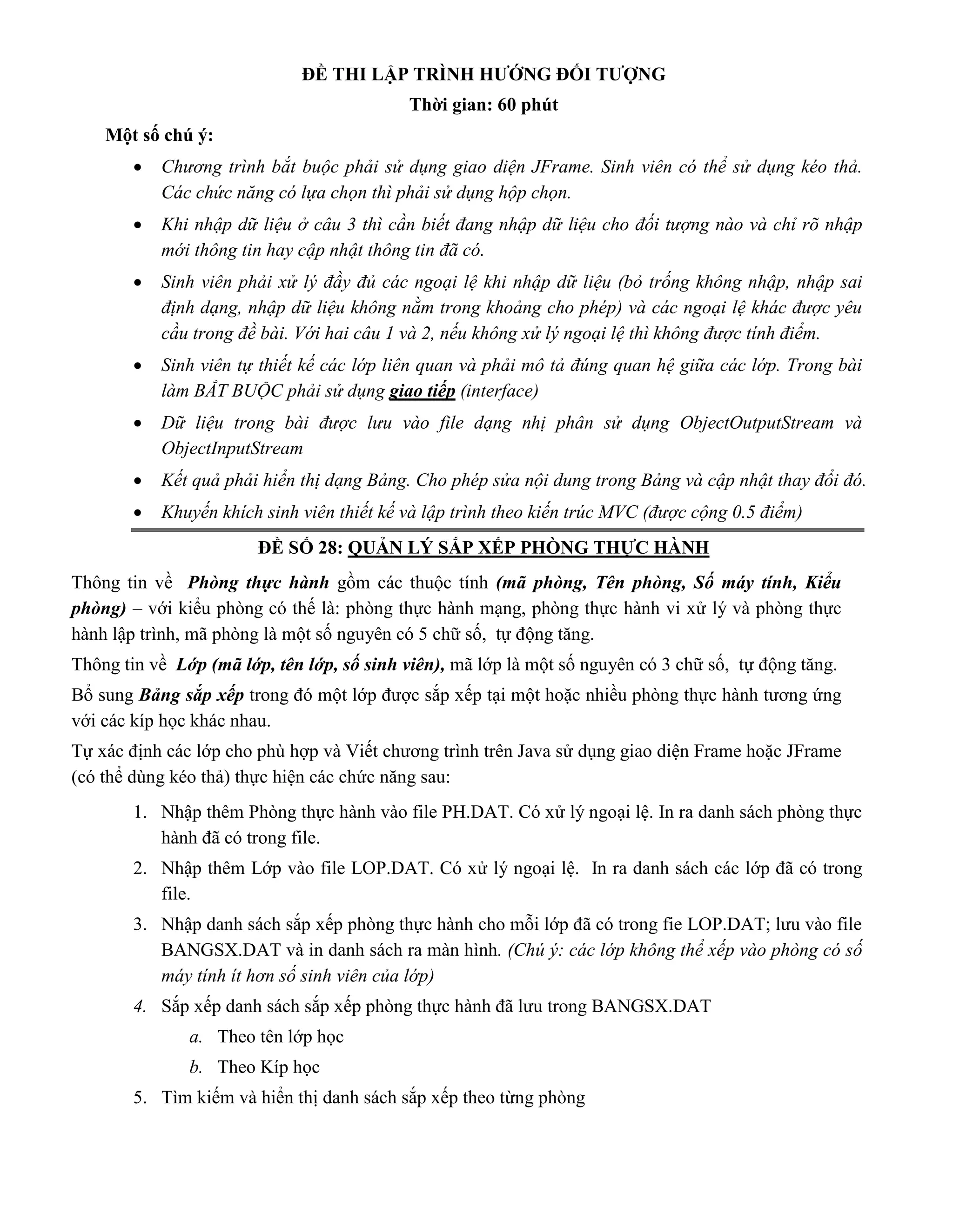 đề thi java ptit | PDF