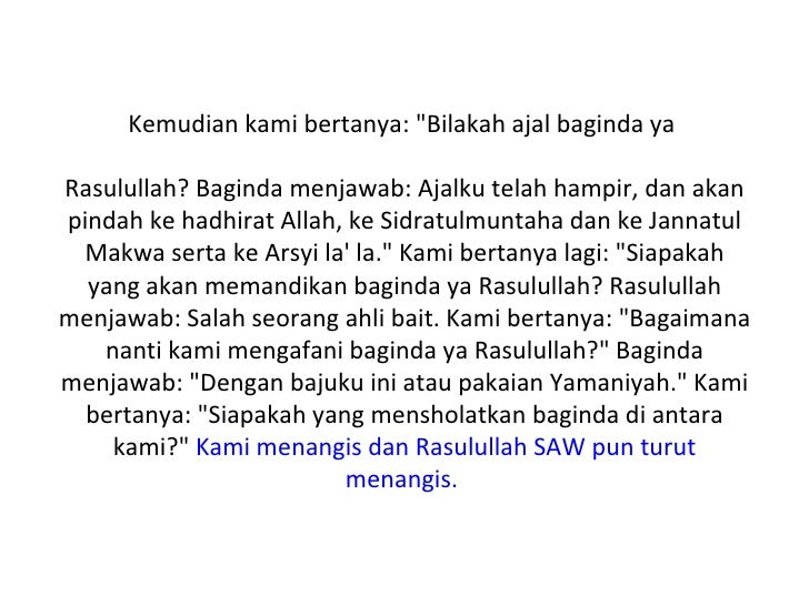 Detik Kewafatan Rasulullah Saw
