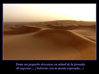 Toma un pequeño descanso en mitad de la jornada.
Al regresar… ¡Volverás con tu mente reposada…!
 