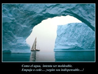 Como el agua,  intenta ser moldeable.Empuja o cede… ¡según sea indispensable…!