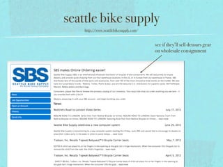 seattle bike supply
    http://www.seattlebikesupply.com/


                                        see if they’ll sell detours gear
                                        on wholesale consignment
 