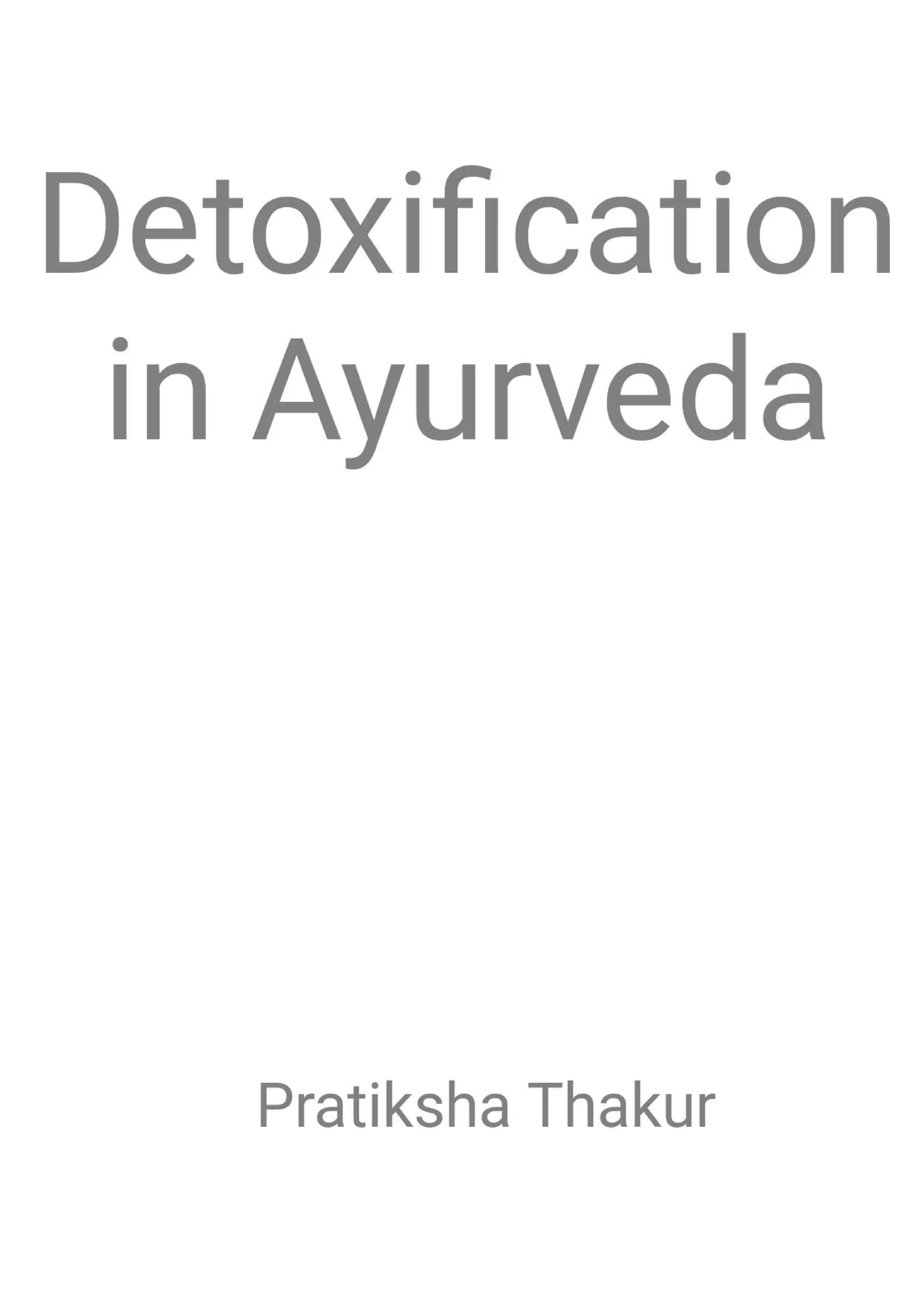 Detoxification in Ayurveda | PDF
