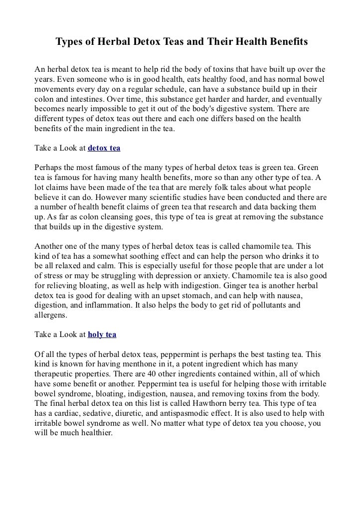 Types of Herbal Detox Teas and Their Health Benefits