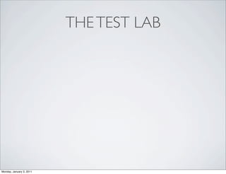 THE TEST LAB




Monday, January 3, 2011
 