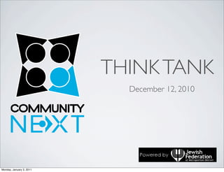 THINK TANK
                            December 12, 2010




Monday, January 3, 2011
 