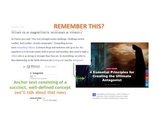 REMEMBER THIS?
Anchor text consisting of a
succinct, well-defined concept
(we’ll talk about that now)
 