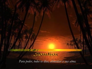 Sonhos Para poder, todos os dias,   alimentar a sua alma. 