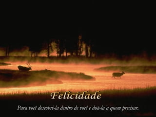 Felicidade Para você descobri-la dentro de você e doá-la a quem precisar. 