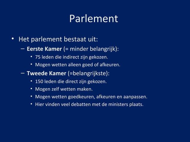 De tweede kamer politiek | PPT