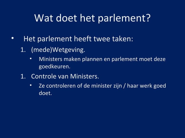 De tweede kamer politiek | PPT