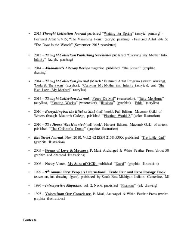 Artist cv for emerging artist picture