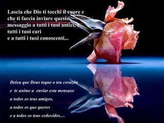 Lascia che Dio ti tocchi il cuore eLascia che Dio ti tocchi il cuore e
che ti faccia inviare questoche ti faccia inviare questo
messaggio a tutti i tuoi amici, amessaggio a tutti i tuoi amici, a
tutti i tuoi caritutti i tuoi cari
e a tutti i tuoi conoscenti...e a tutti i tuoi conoscenti...
Deixa que Deus toque o teu corazón
e te anime a enviar esta mensaxe
a todos os teus amigos,
a todos os que queres
e a todos os teus coñecidos…
 