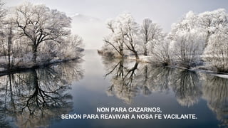 NON PARA CAZARNOS,
SENÓN PARA REAVIVAR A NOSA FE VACILANTE.
 