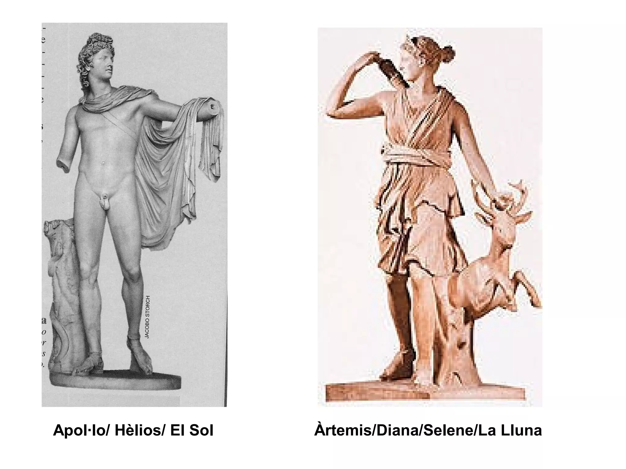 Apol·lo/ Hèlios/ El Sol Àrtemis/Diana/Selene/La Lluna
 